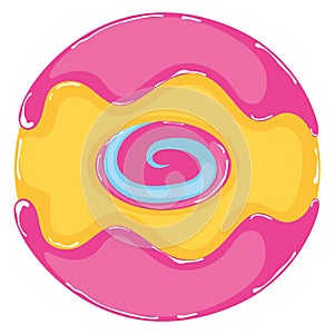 Colored glazed donut Dessert icon Vector