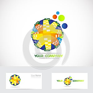 Colored globe logo abstract