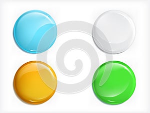 Colored glossy round buttons realistic set