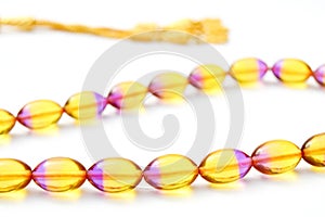 Colored and gold beads sequenced, short rosary, tespih tesbih