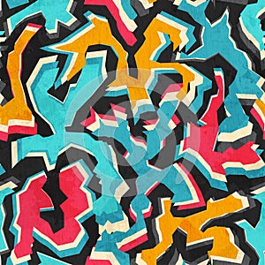 Colored graffiti seamless pattern with grunge