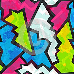 Colored graffiti seamless pattern with grunge effect