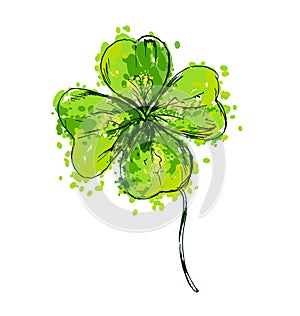 Colored hand drawing cloverleaf photo
