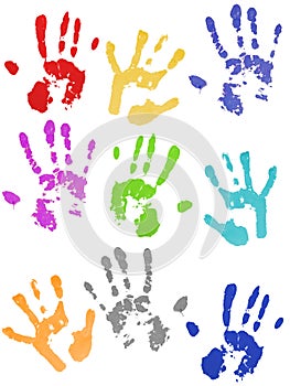 Colored hand prints