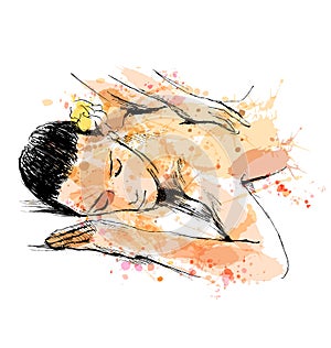 Colored hand sketch massage photo