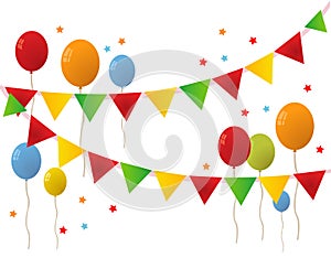 Colored Happy Birthday Balloons Banner Background