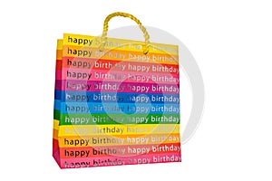 Colored happy birthday gift bag