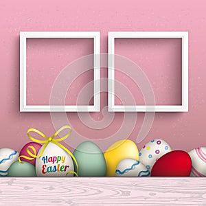 Colored Happy Easter Eggs Pink 2 Frames