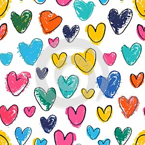 Colored hearts seemless background