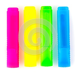 Colored highlighters Markers isolated on white background