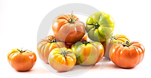 Colored homegrown tomatoes composition (Solanum lycopersicum)