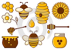 Colored honey set. Vector illustration