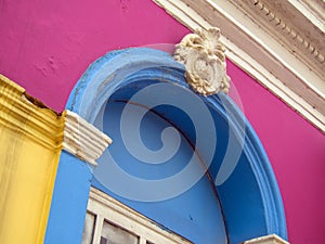 Colored house facade