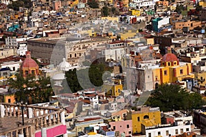 Colored houses, churches Fort, Guanajuato Mexico photo