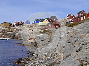 Colored houses in itoqqortoomiit in east greenland