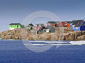 Colored houses in itoqqortoomiit in east greenland