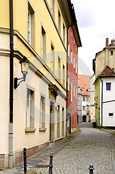 Colored houses on a quiet old European street