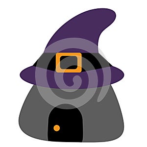 Colored icon house in the witch`s hat. pattern for Halloween. ve