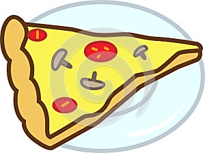 Colored icon pizza with mushrooms, tomatoes and chees