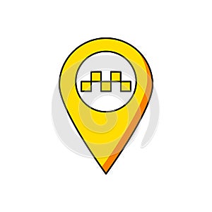 Colored icon pointer label taxi location, vector
