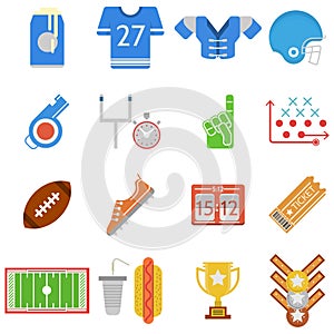 Colored icons collection for American football