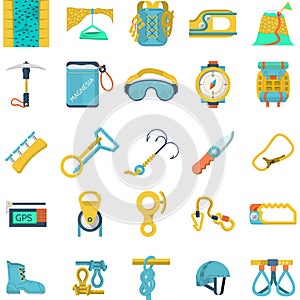 Colored icons collection for rock climbing