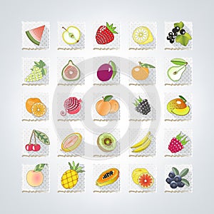 colored icons of fruits