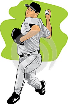 Colored illustration of a baseball pitcher