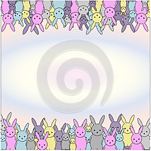 Colored illustration of a frame with a easter rabbit