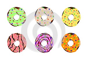 Colored illustration of a set of donuts