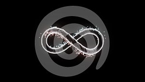Colored infinity sign spinning isolated on black background, seamless loop. Design. A symbol of the endlessness spinning photo