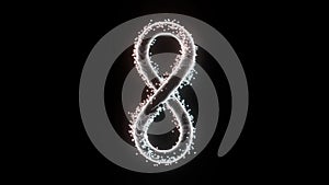 Colored infinity sign spinning isolated on black background, seamless loop. Design. A symbol of the endlessness spinning photo