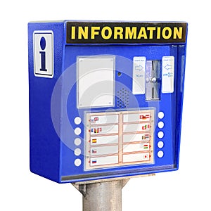 Colored information point for tourists on white background for easy selection