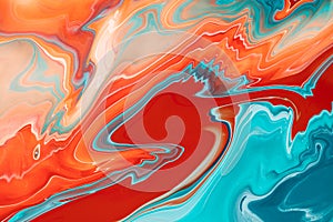 Colored inks mixed on a liquid artistic texture. A background with colorful waves and streams of paint, fluent and