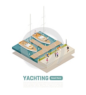 Colored Isometric Yachting Composition