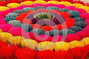 Colored joss sticks in Vietnam