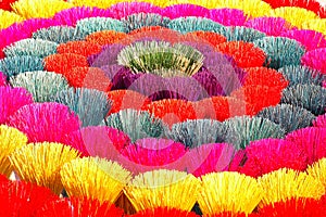 Colored joss sticks in Vietnam