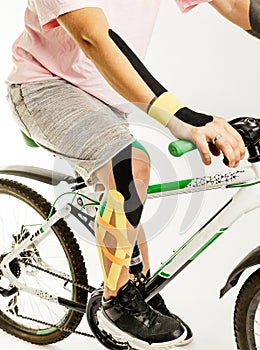 Colored kinesio tape with scissors, on a white background. Isolated
