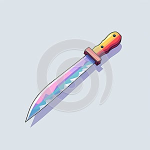 Colorful Cartoon Knife: Playful Pixel Art With Minimalist Design photo