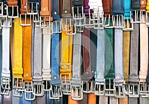 Colored leather belt straps
