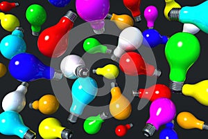 Colored light bulbs in air