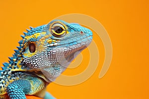 A close up of a lizard with an isolated background