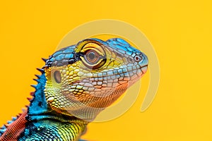A close up of a lizard with an isolated background