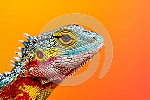 A close up of a lizard with an isolated background