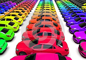 Colored luxury car fleet