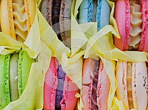 Colored macaroons closeup