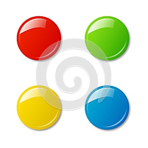 Colored magnets isolated on white background.