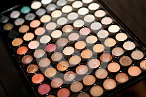 Colored make-up palette close-up