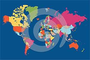 Colored map of world with countries borders, vector iilustration photo