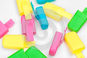 Colored markers isolated on white background. close up. creative photo.